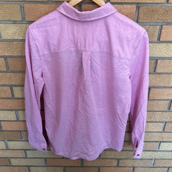 NWT Jones New York Women's Stretch Chambray Snap Front Knit Shirt Pink Size S - Picture 8 of 11